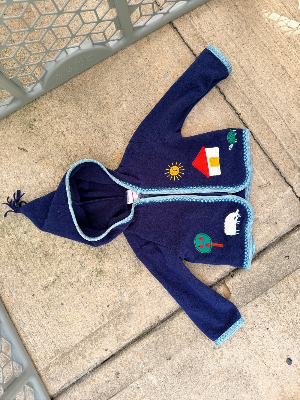 Hanna Anderson Navy Hooded Infant Hoodie with Playful Appliqués